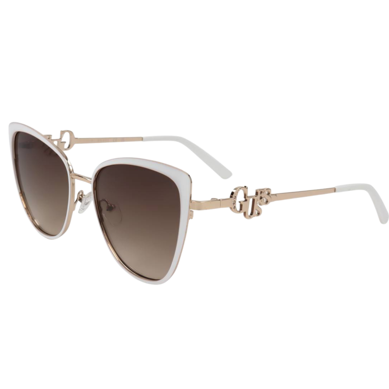 Guess ,Ochelari de soare, GF6141 21F, butterfly cu lentile in degrade, alb/auriu, 56-17-140